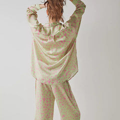 Long Sleeved Trousers Casual Loose Pajamas Two Piece Set Heart Printing Homewear