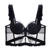 Bralette Französische Spitze Dessous Weste Korsett mit Stäbchen und Stäbchen, Korsett mit langen Riemen und fliegenden Ärmeln, Bralove