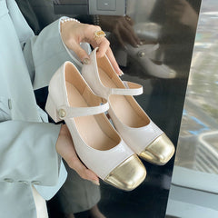 Women's Mary Jane Thick Spring Square Head Heels