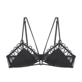 Französische Mesh-bestickte Unterwäsche, dünner Abschnitt ohne Stahlring, Dreieck-Cup-BH-Set, Bralette