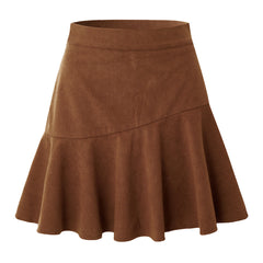 Solid Color Corduroy Zipper Skirt High Waist Pleated Skirt Temu