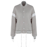 Patchwork Contrast Color Loose Version Varsity Jacket Coat