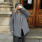 Manteau en laine épais à manches courtes et longues de haute qualité