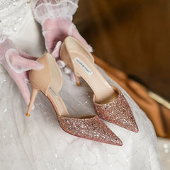 Women's Sequined Style Adult Ceremony Stiletto Hollow