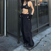 Overalls Street Shooting Schräge Gürtelschnalle Hohe Taille Lose Knöchelgebundene Freizeithose