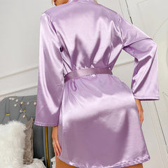 Dessous Lässig Bequem Nachthemd Strickjacke Schnürung Kunstseide Home Wear Bademantel