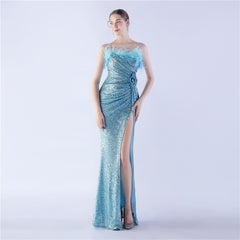 Ostrich Hair Craft Floral Wedding Annual Meeting High End Evening Dress