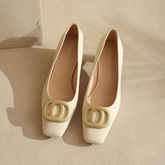 Women's Fu Square Toe Pumps Low Simple Heels