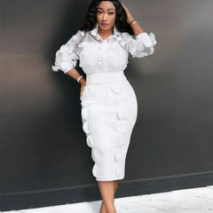 Nische Kreative Transparent Hemd Patch Dot Persönlichkeit Büro Rock Zwei Stück Anzug