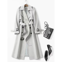 Cinched Patchwork Casual Belt Belt Solid Color High-End Elegant Windbreaker Coat