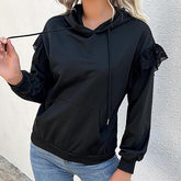 Langärmliger, einfarbiger Kapuzenpullover