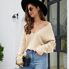 Pull tricoté Lazy Wind, pull ample, manches chauve-souris, haut en tricot