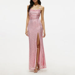 Dress Sleeveless Cami Dress Slim Fit Sheath Sequined Dress