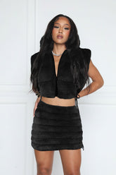 Short Skirt Vest Faux Fur Cotton Suit