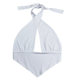 Haut tube noir uni à épaules dénudées et base croisée, coupe slim, dos nu, ajouré, découpe, nœud