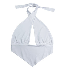 Haut tube noir uni à épaules dénudées et base croisée, coupe slim, dos nu, ajouré, découpe, nœud