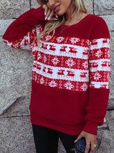 round Neck Long Sleeve Pullover Loose Christmas Plush Casual Sweatshirt