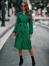 Robe chemise à volants avec ceinture
