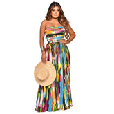 Painted Print Wrapped Chest Nipped-Waist Casual Vacation Jumpsuit