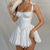 Süßes, würziges Tube-Top-Camisole-Kleid mit Spitzennähten, Ballett-Taillenform-BH, A-Linien-Kleid