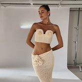 Ensemble gilet tricoté dos nu à épaules dénudées et coupe slim