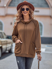 Fall Casual Solid Color Turtleneck Patchwork Loose Sweater