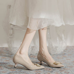 Unique Innovative Metal Buckle Stiletto High Heels