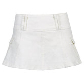 Solid Color Personalized Street Europe America Denim Pleated Skirt Skirt