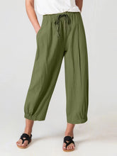 Cropped Pants Pocket Casual Pants Loose Wide Leg Pants outside