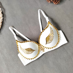 Golden Angel Wings Beaded Corset Short Chest Seamless Bare Back Body Shaping Bullet Tube Top