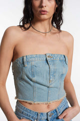 Slim Denim Tube Top