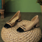 Women's Classic Color Matching Square Toe Chunky