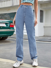 Wide Leg Jeans Straight Loose High Waist Daddy Mop Trousers Slimming Tall