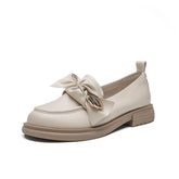 Damen Kleine Herbst Vintage Schleife Bequeme Lederschuhe