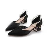 Women's Empty Chunky Pumps Korean Style Pointed Toe