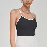 Sport-Sling-Weste in Kontrastfarbe, Oberbekleidung mit Brustpolster, einteiliger Cup, stoßfeste Cross-Beauty-Back-Yoga-Unterwäsche