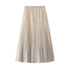 Elegant Graceful Gradient Color Pleated Skirt Light Luxury High Waist A line Skirt