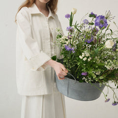 Shirt Twill Turn down Collar Coat Simple Mid Length Cotton Niche Casual Artistic Long Sleeve Shirt