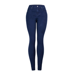 Skinny Dark Blue Slimming Mid Waist Slim Fit Denim Pencil Pants Pants Trousers