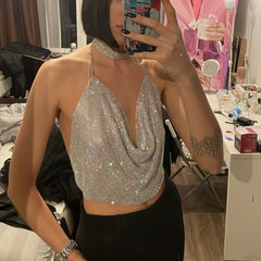 Rhinestone Rhinestone Vest Party Nightclub Suit Rhinestone Top Sling