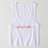 English Letter Graphic Printed cropped Short Slim-Fit Tank Top Bottoming Shirt