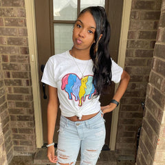 Wear Printed Contrast Color Love Street Hipster Loose T shirt