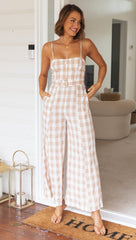 Plaid Suspender Jumpsuit