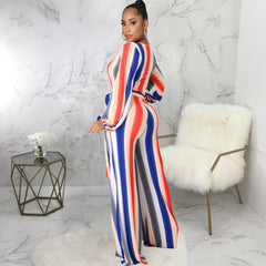 Digital Printed V-neck Jumpsuit