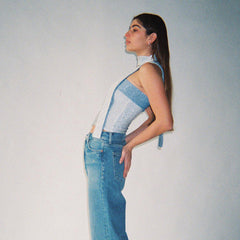 Gilet court à épaules dénudées et coupe slim, colorblock, assorti à tous les styles