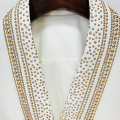 Mittellanger Blazer mit Gürtel der Stars Metal Sheet Series und grünem Fruchtkragen