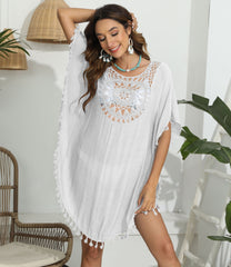 Ruffled Dress HCrocheting Stitching Tassel Beach Beach Cover Up