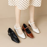 Escarpins pointus à brides hautes pour femmes, style français, talons vintage