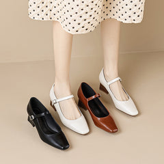 Women's Pointed High Spring Strap French Style Pumps Vintage Heels
