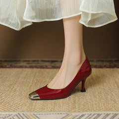 Women's Patent High Metal Square Toe Stiletto